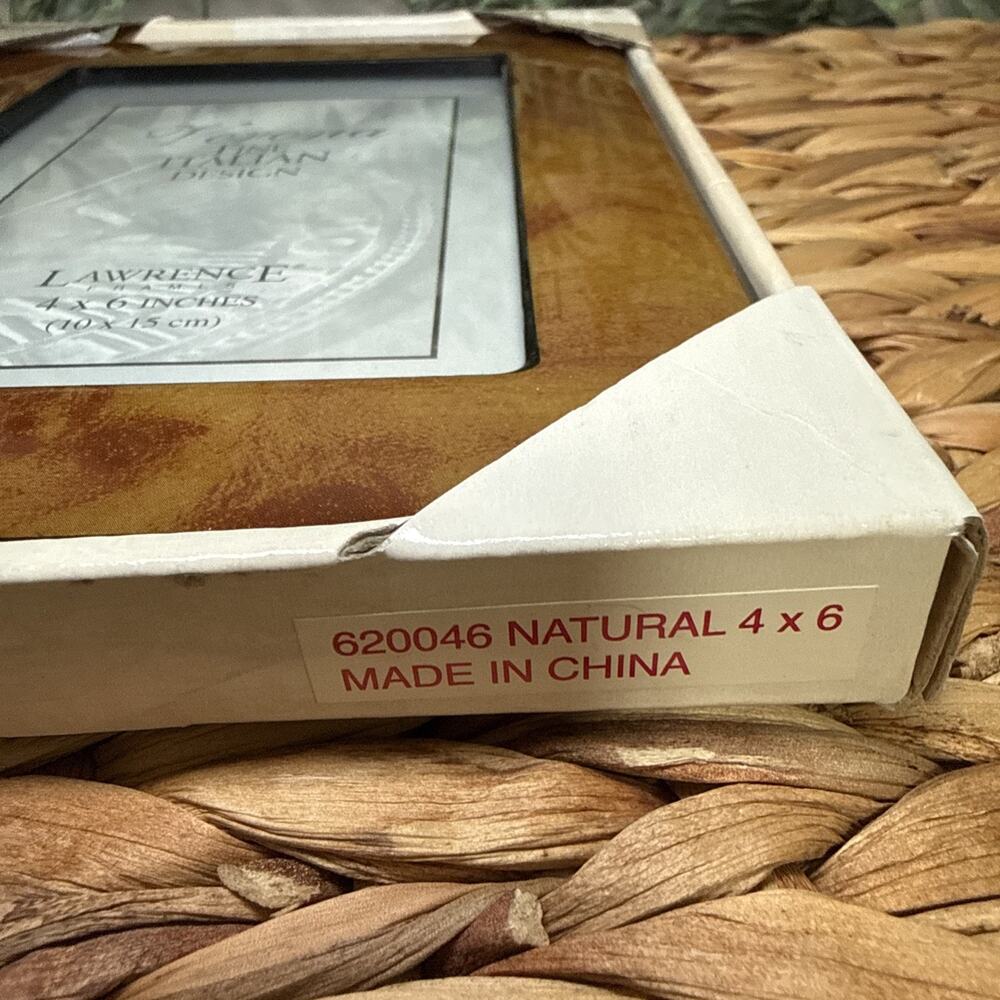Lawrence Verona 4x6 Italian Design Burl Wood Photo Frame Glass New In Box NOS - Picture 5 of 8